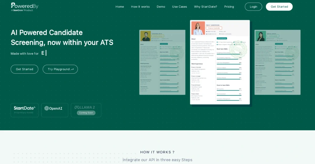 PoweredBy interface showing homepage