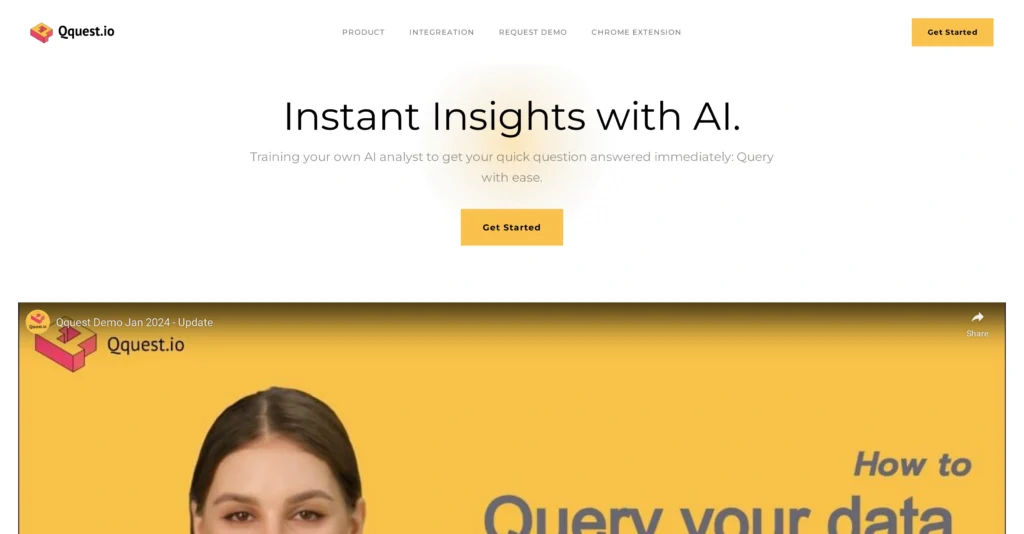 Qquest interface showing homepage