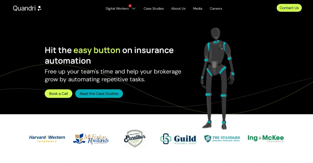Quandri interface showing homepage