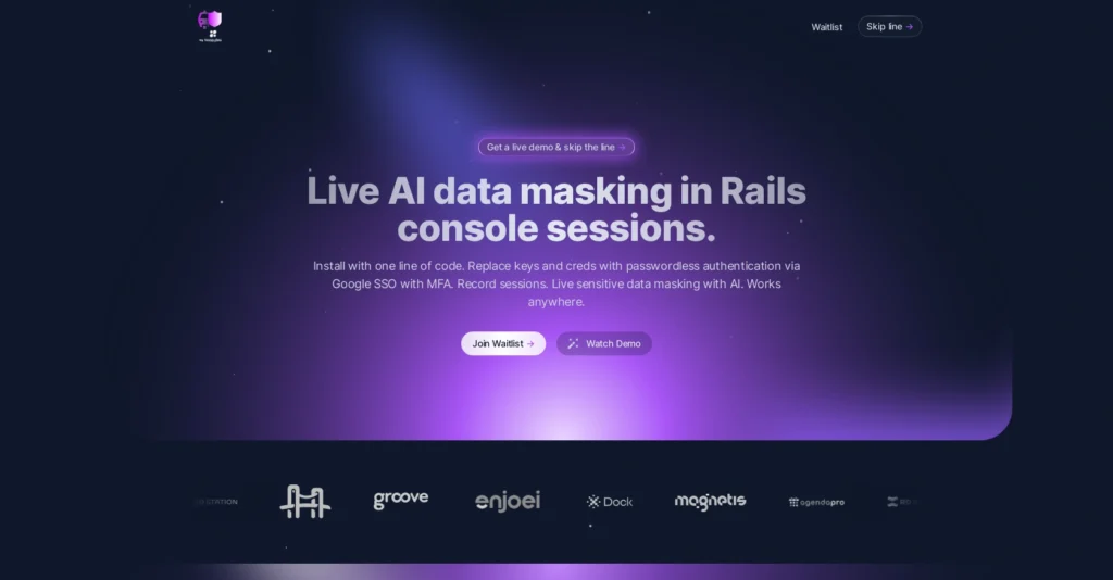 Rails Guard interface showing homepage