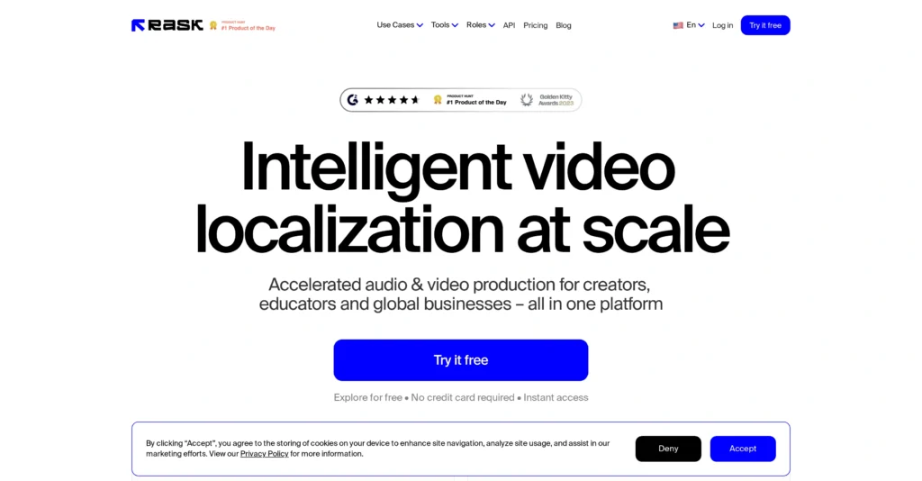 Rask interface showing homepage