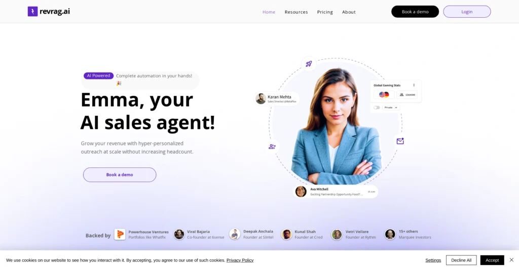 Revrag.ai interface showing homepage
