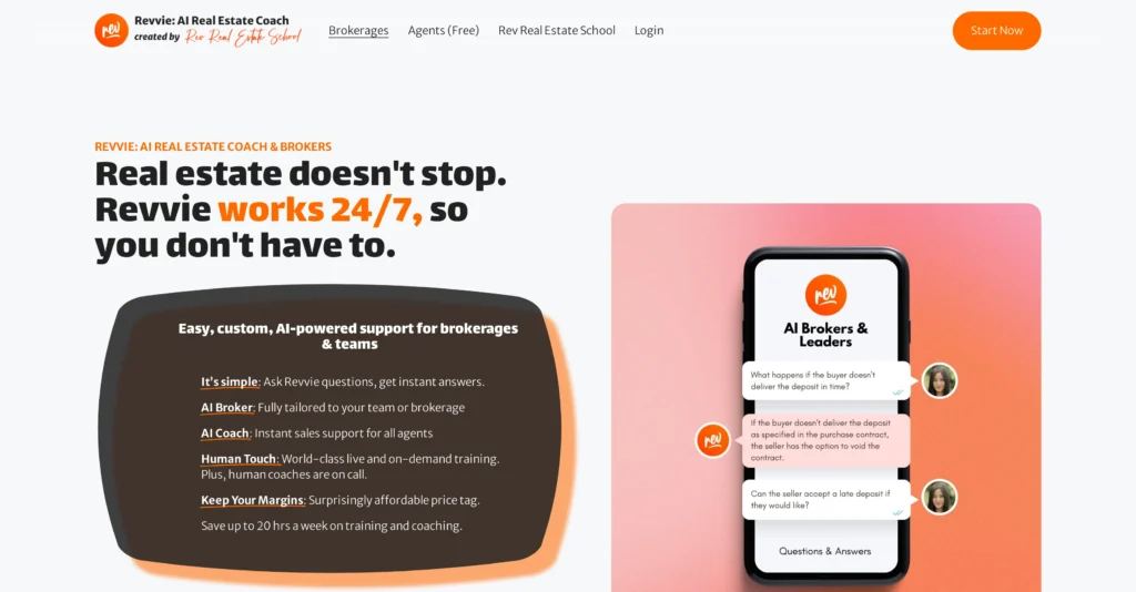 Revvie interface showing homepage