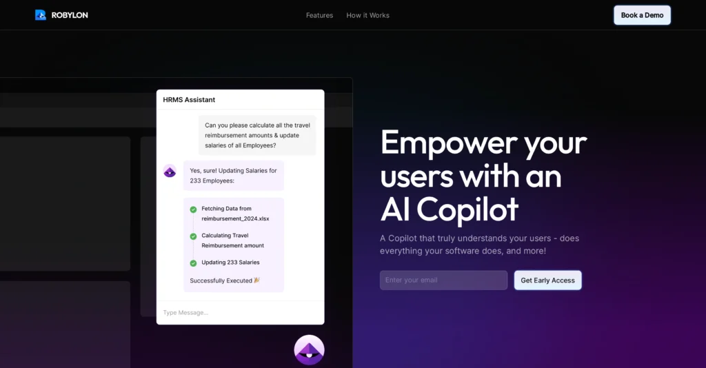 Robylon AI interface showing homepage