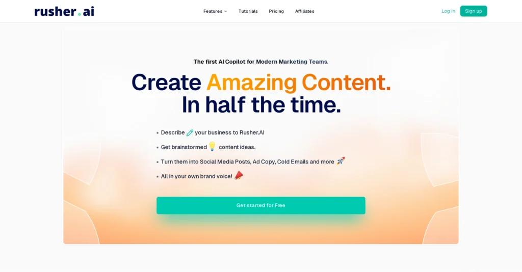 Rusher interface showing homepage