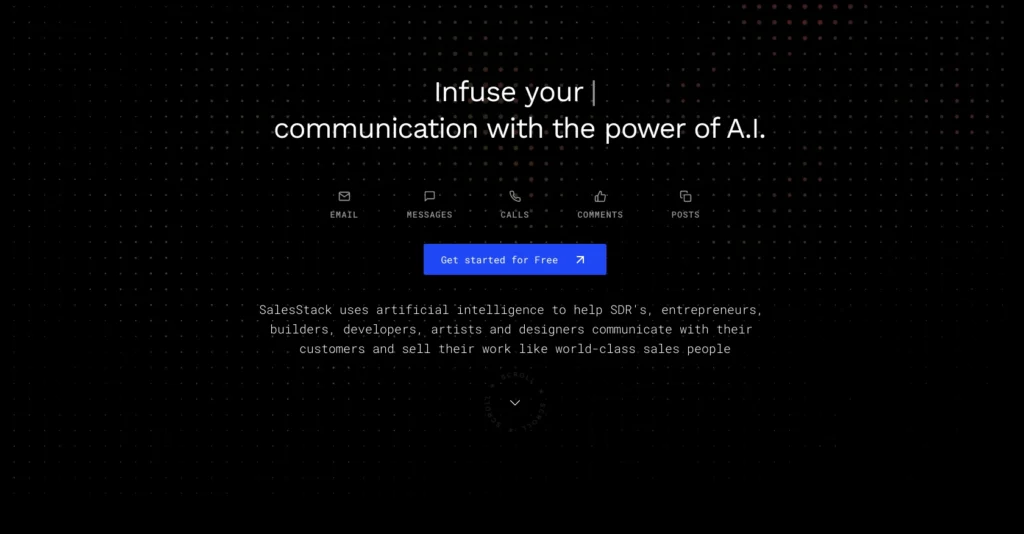 Sales Stack interface showing homepage