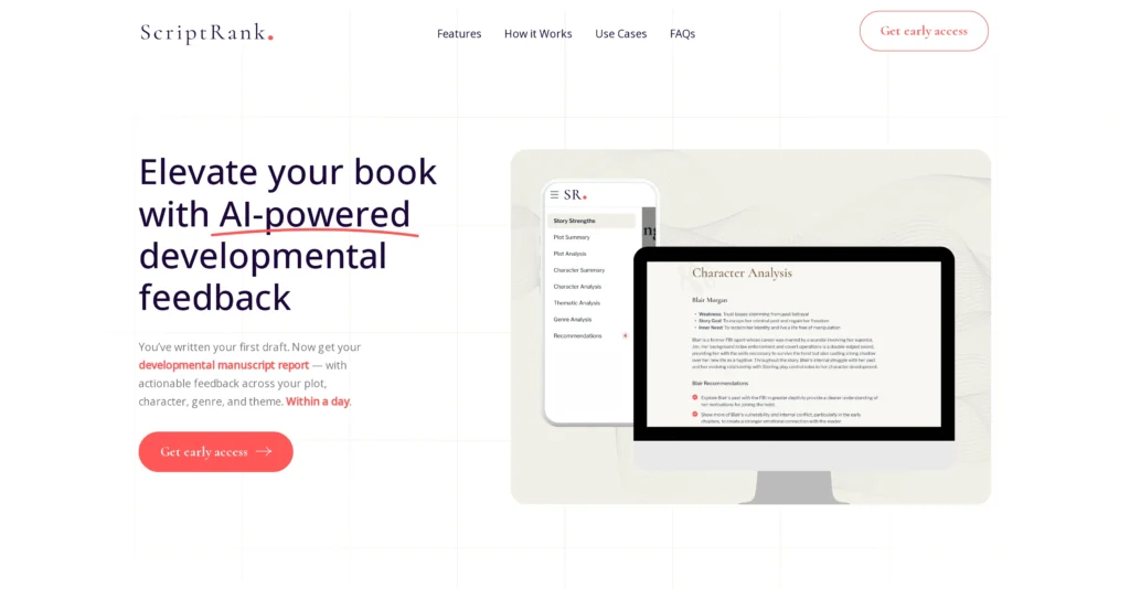 ScriptRank interface showing homepage