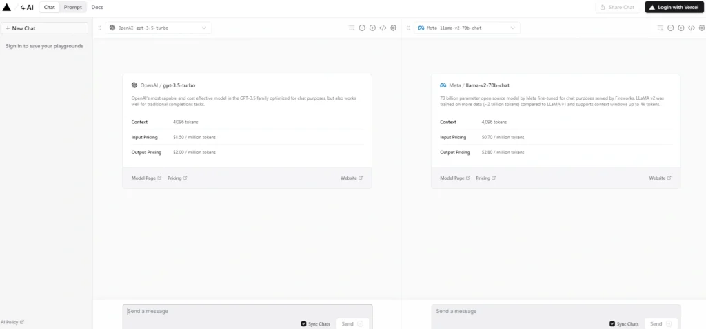 SDK vercel interface showing homepage