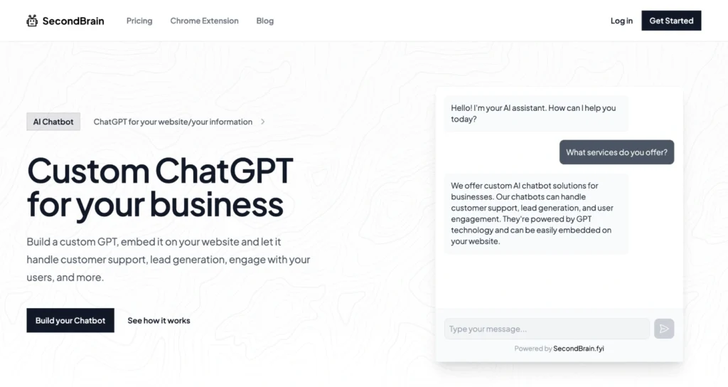 SecondBrain.fyi interface showing homepage