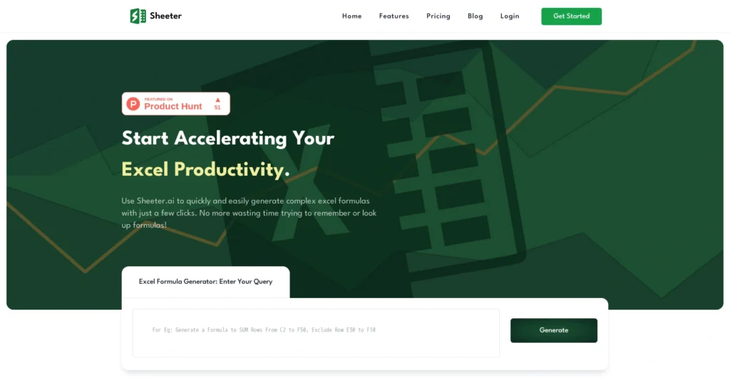 Sheeter interface showing homepage
