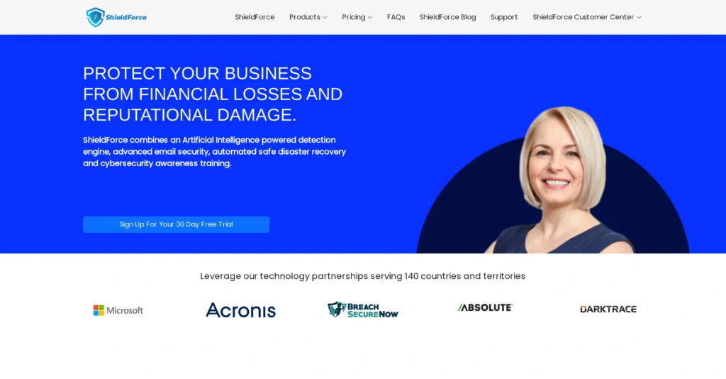 ShieldForce interface showing homepage