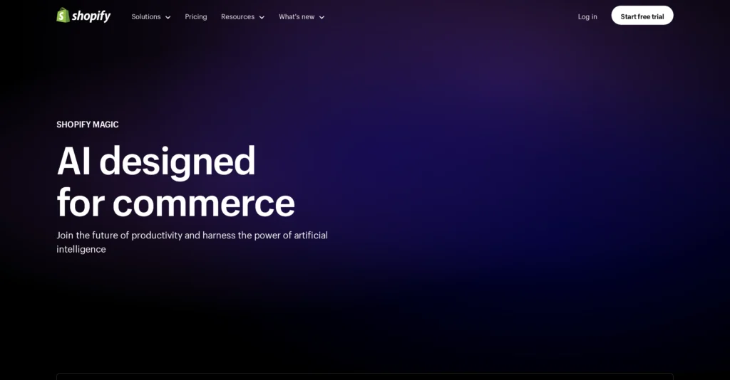 Shopify Magic interface showing homepage