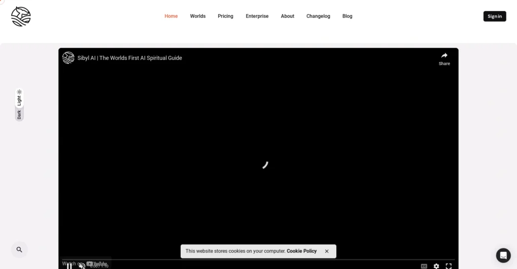 Sibyl interface showing homepage