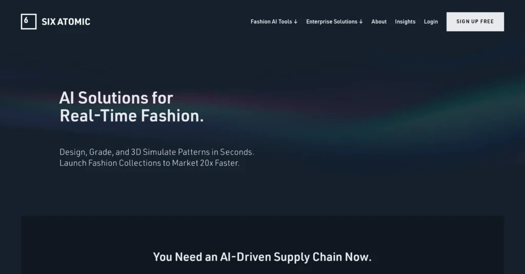 Six Atomic interface showing homepage