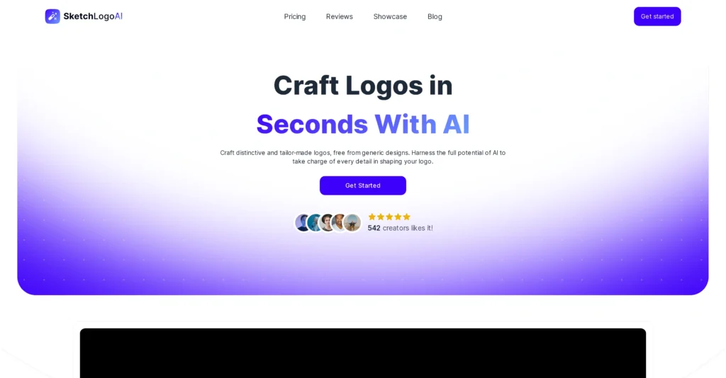 Sketch Logo AI interface showing homepage