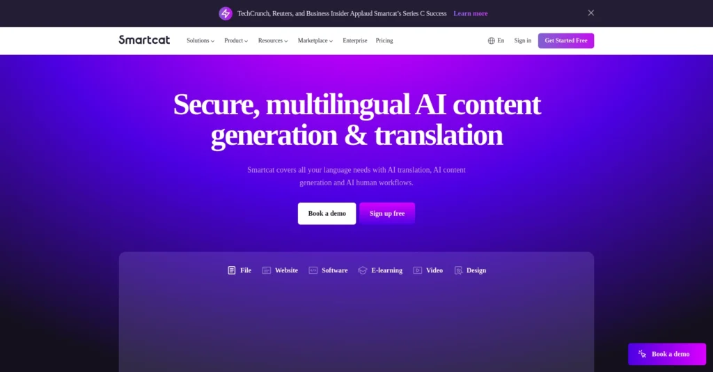 Smartcat interface showing homepage