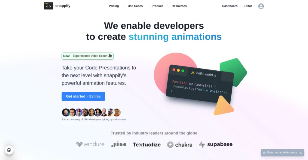 Snappify interface showing homepage