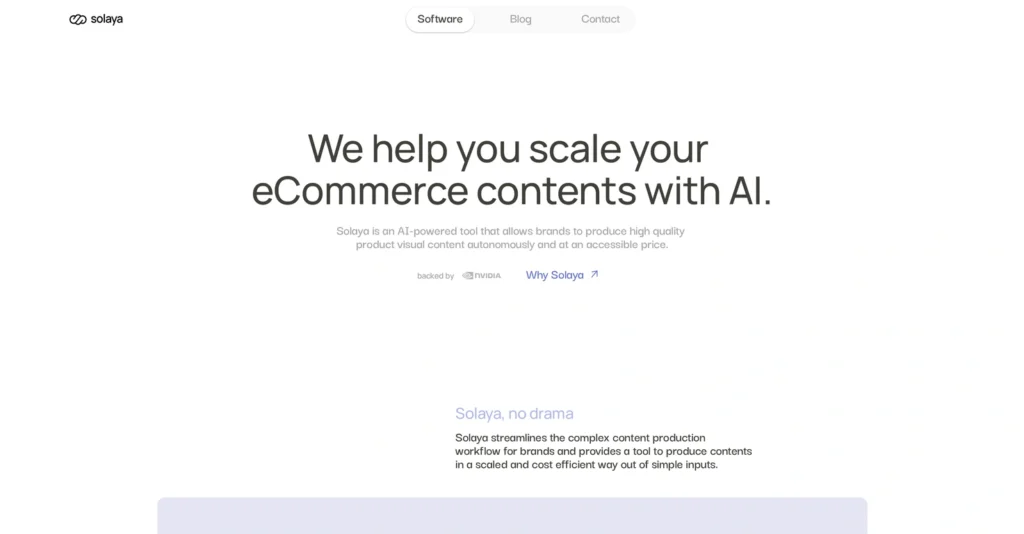 Solaya interface showing homepage