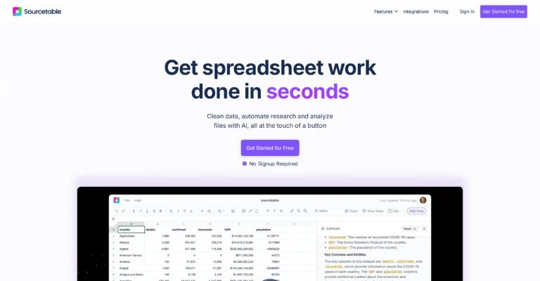 Sourcetable — AI spreadsheet & data analyst