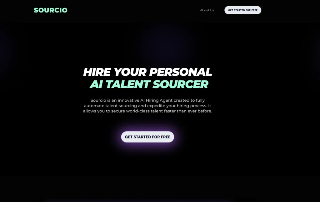 Sourcio interface showing homepage