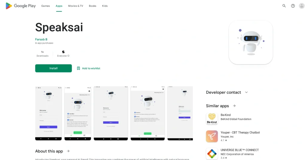 SpeaksAI (TalkerAI) interface showing homepage