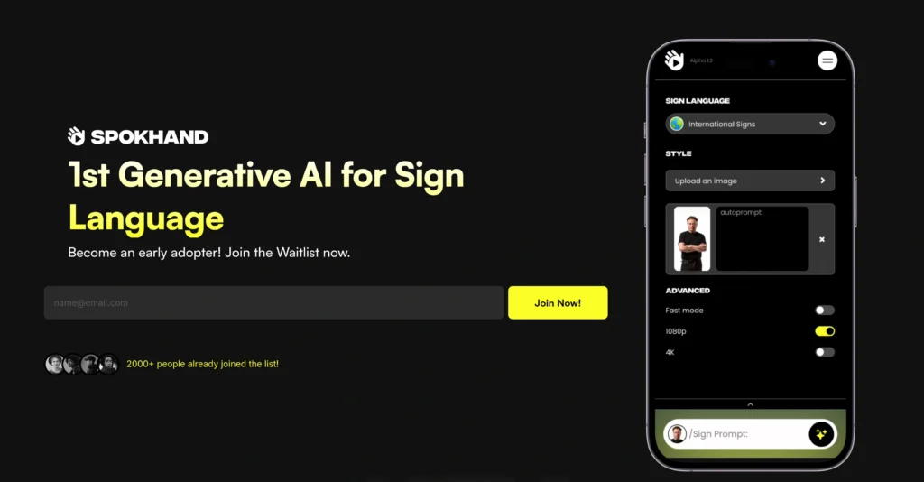 SPOKHAND interface showing homepage