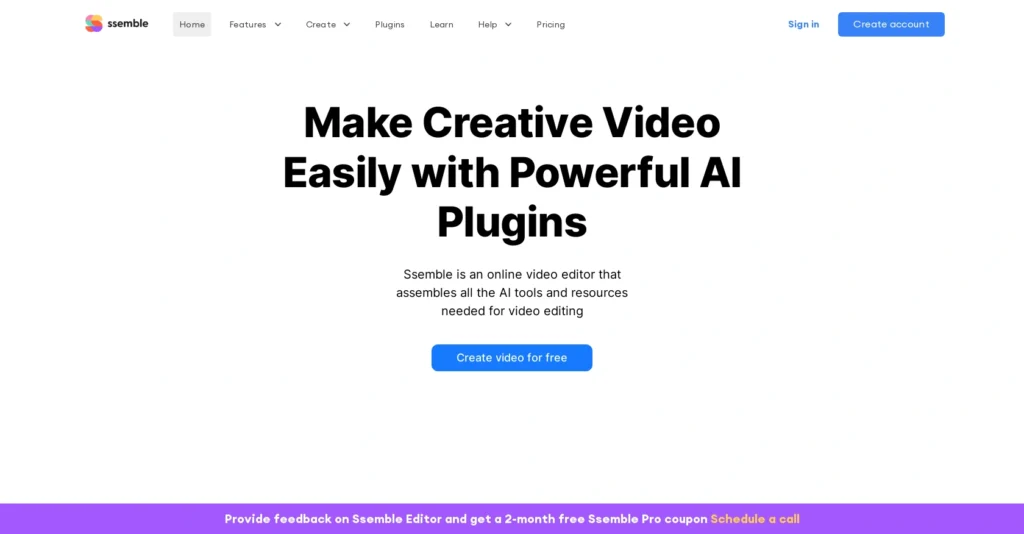 Ssemble interface showing homepage