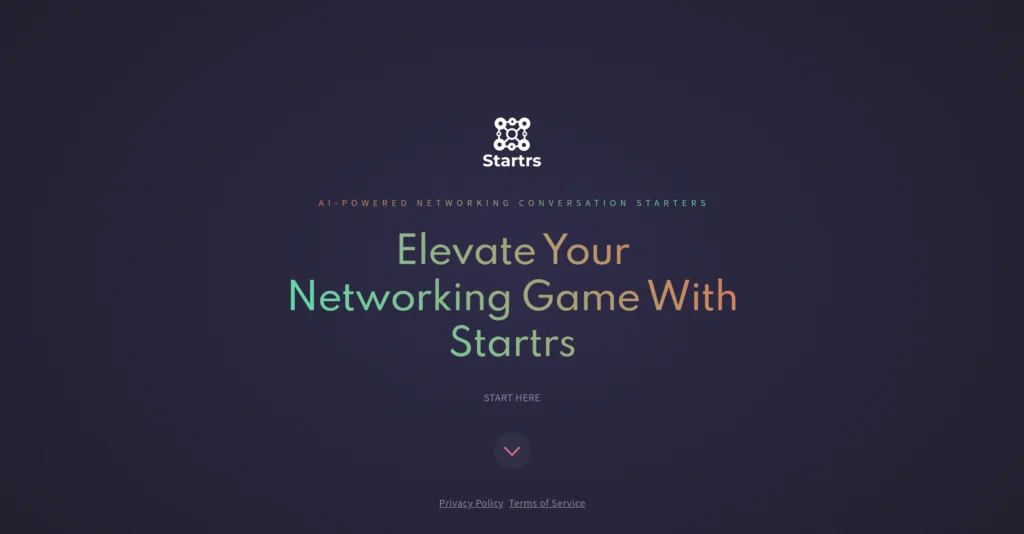 Startrs AI interface showing homepage