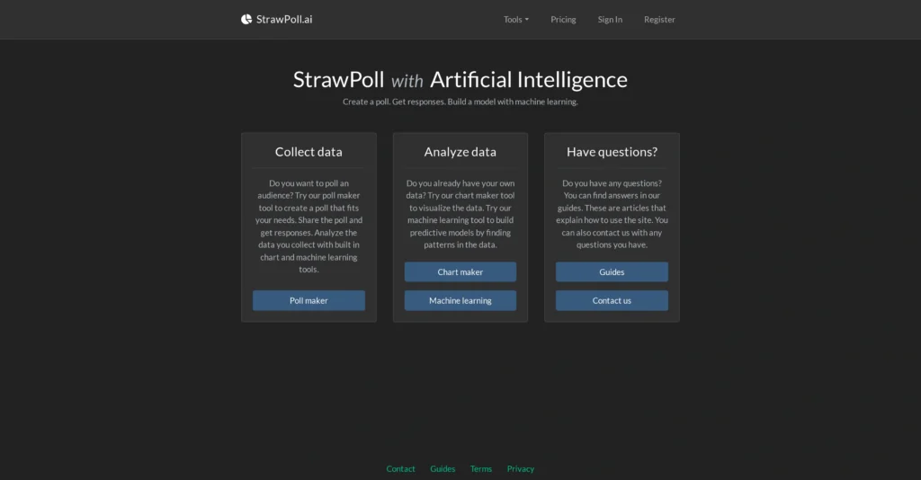 StrawPoll interface showing homepage