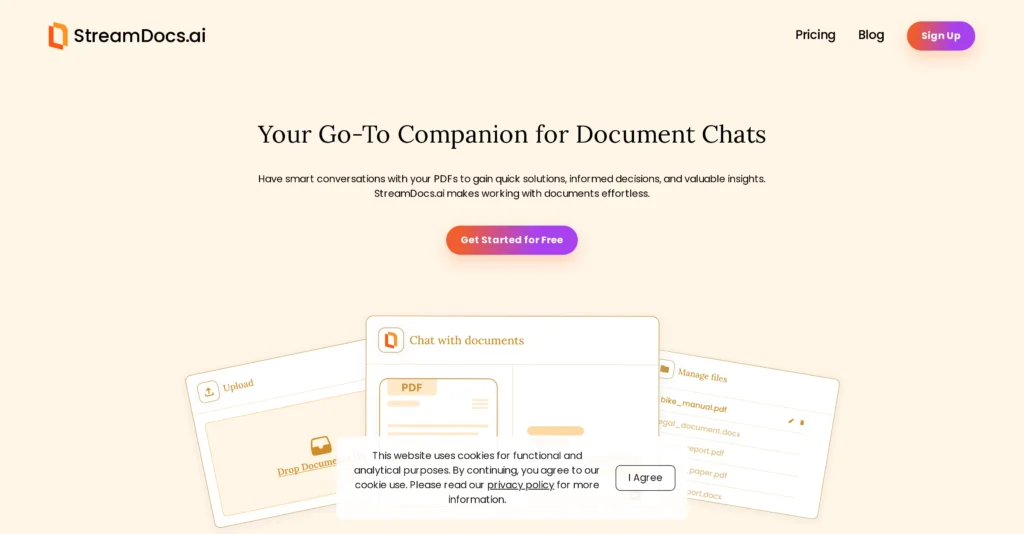 StreamDocs.ai interface showing homepage