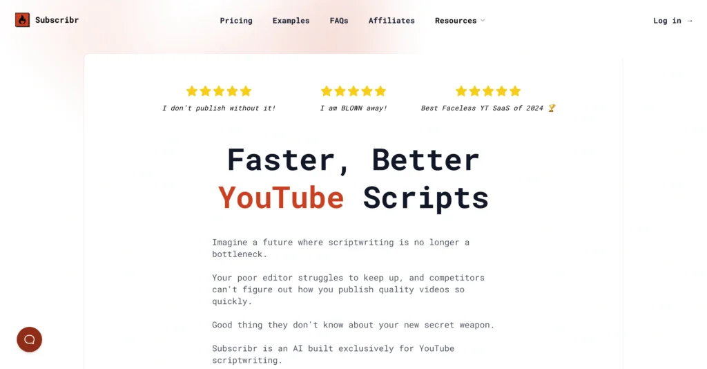 Subscribr interface showing homepage
