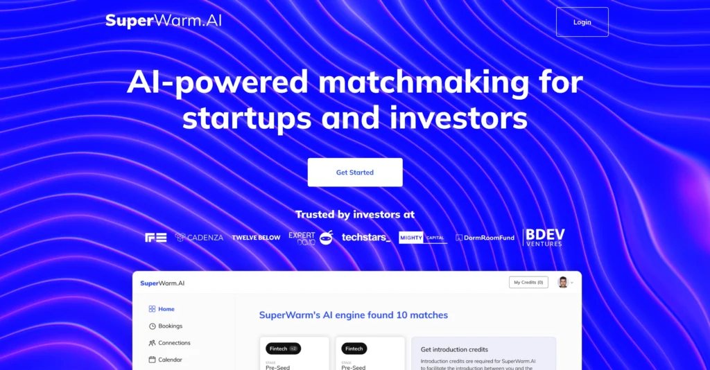 SuperWarm interface showing homepage