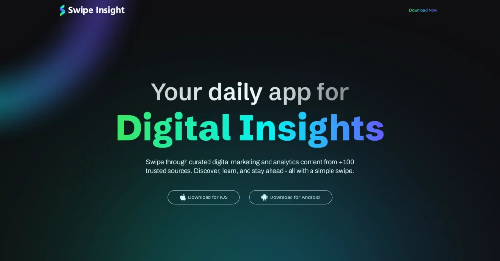 Swipe Insight interface showing homepage
