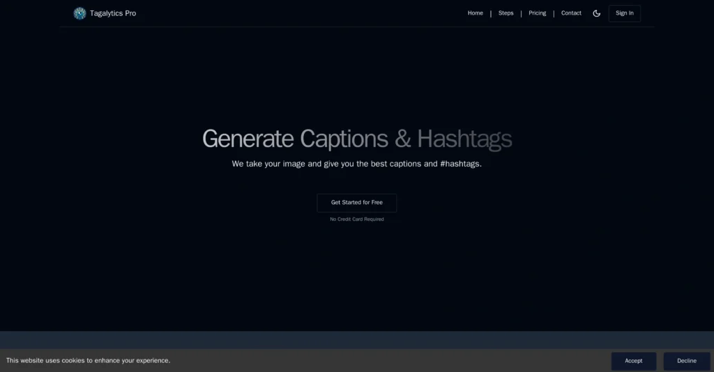 Tagalytics Pro interface showing homepage