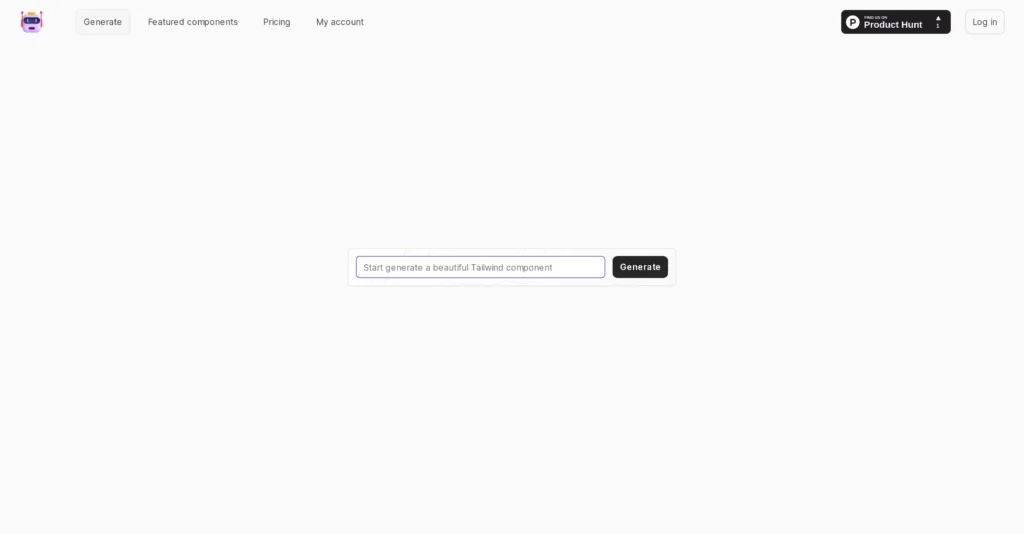 TailwindAI interface showing homepage