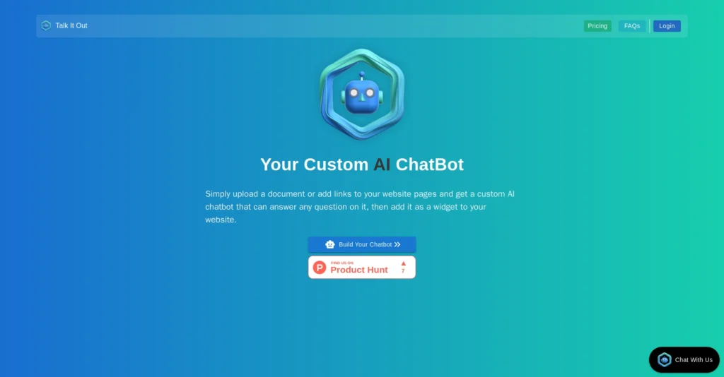 Talkitout interface showing homepage