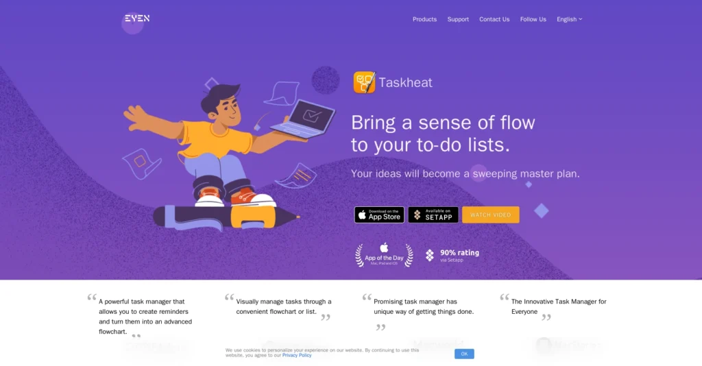 Taskheat AI Assistant interface showing homepage