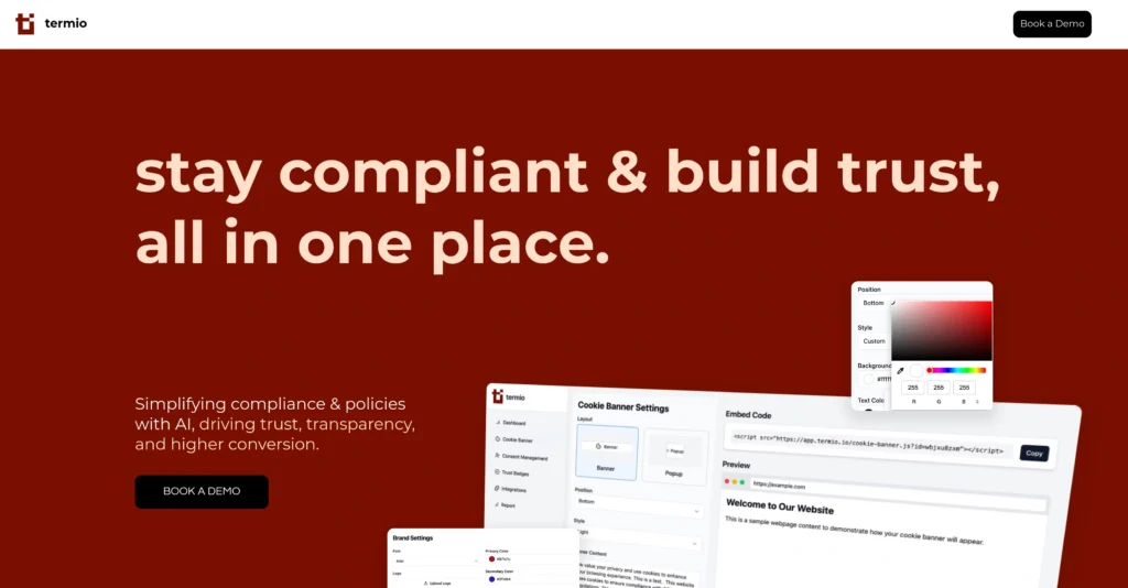 Termio interface showing homepage