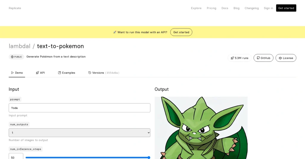 Text-to-pokemon interface showing homepage