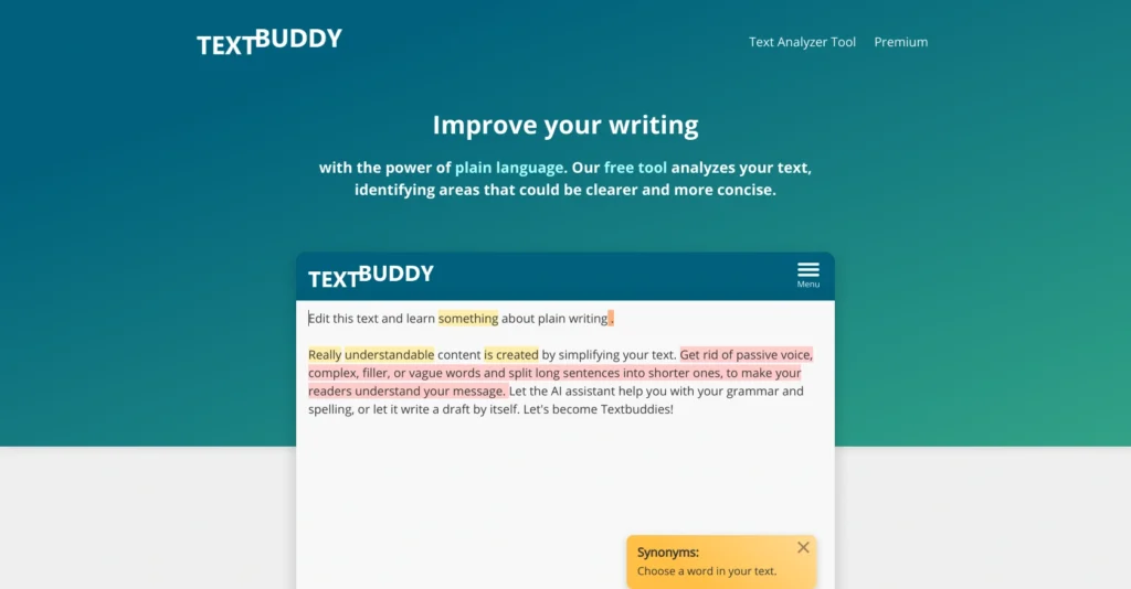 Textbuddy interface showing homepage
