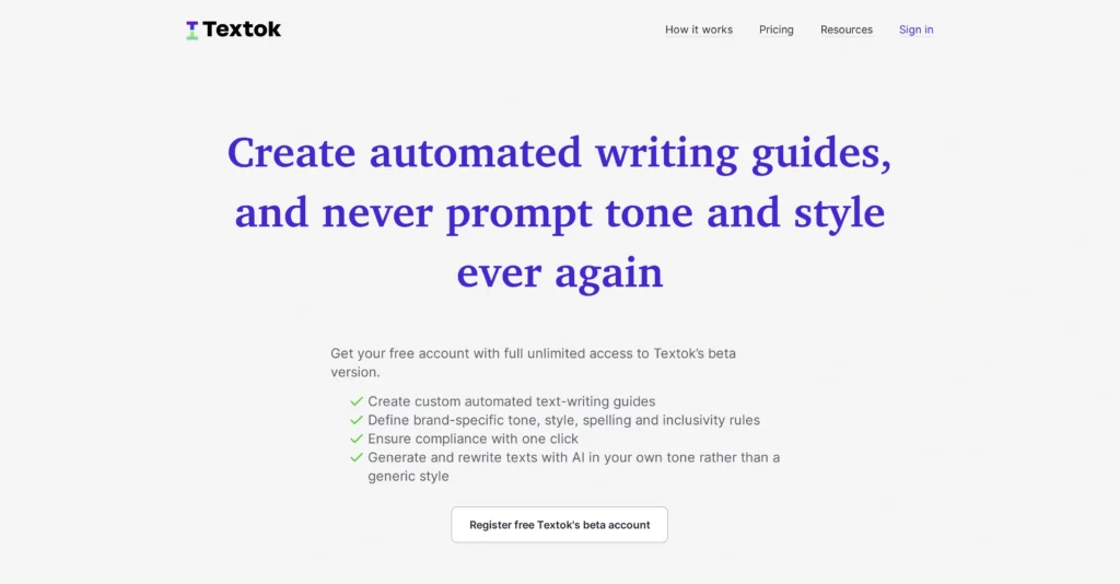 Textok interface showing homepage