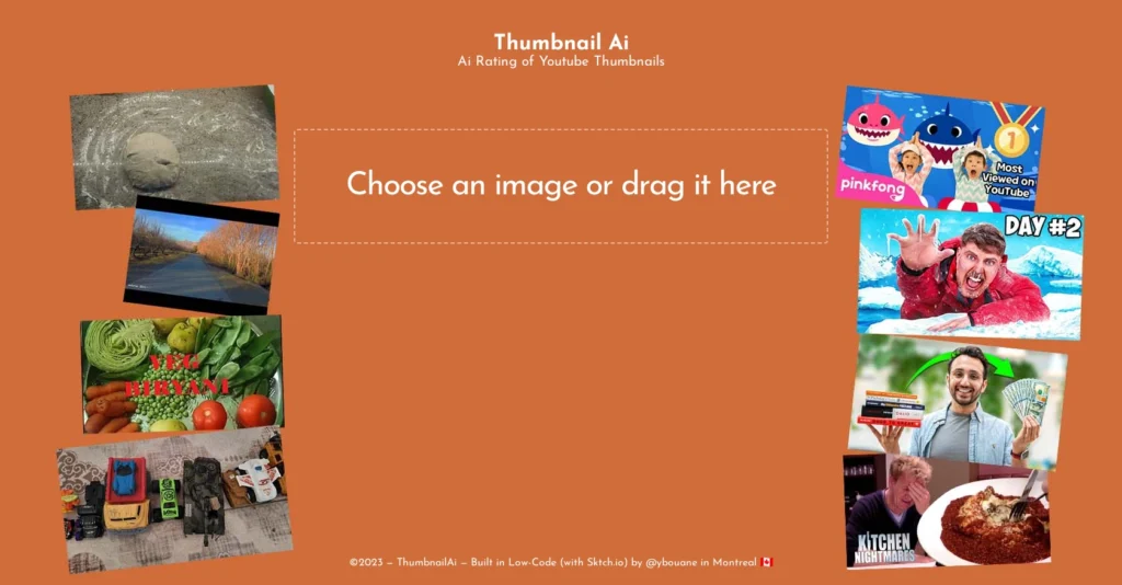 Thumbnail AI interface showing homepage