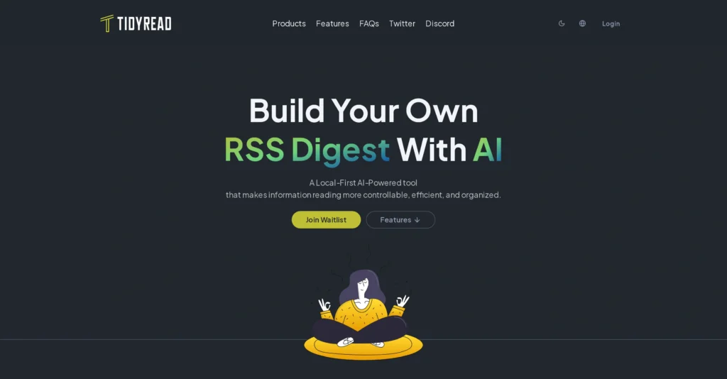 Tidyread interface showing homepage