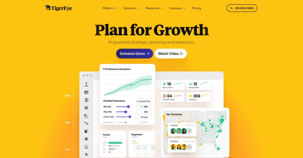 TigerEye interface showing homepage