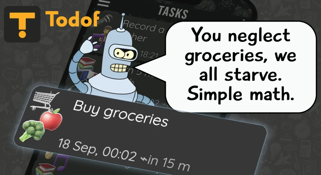 Todof - AI Reminder interface showing homepage