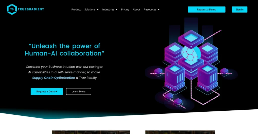 TrueGradient interface showing homepage