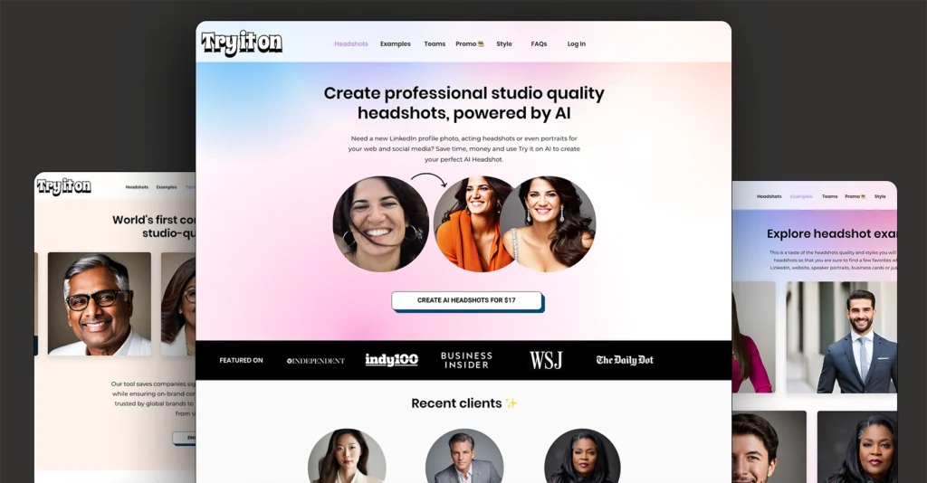 Try it on AI interface showing homepage