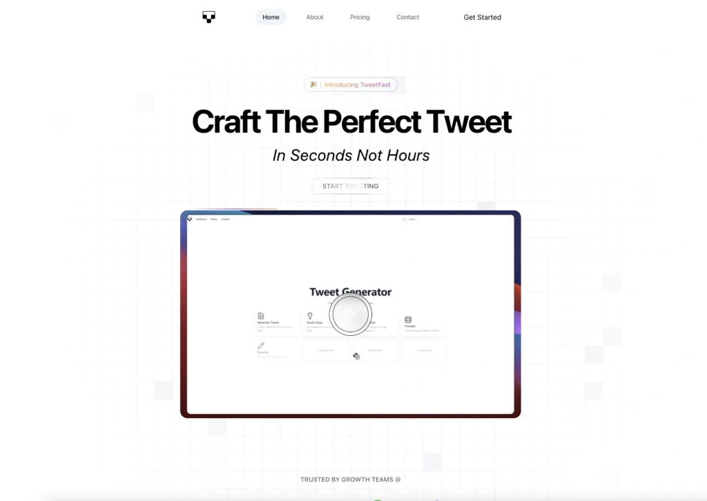 TweetFast interface showing homepage