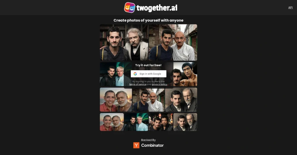 Twogether interface showing homepage