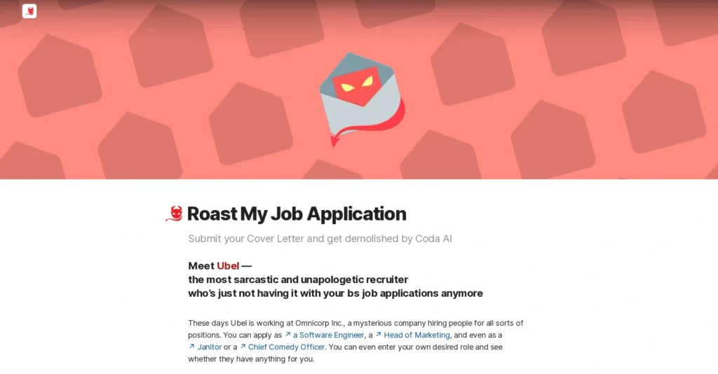 Ubel interface showing homepage
